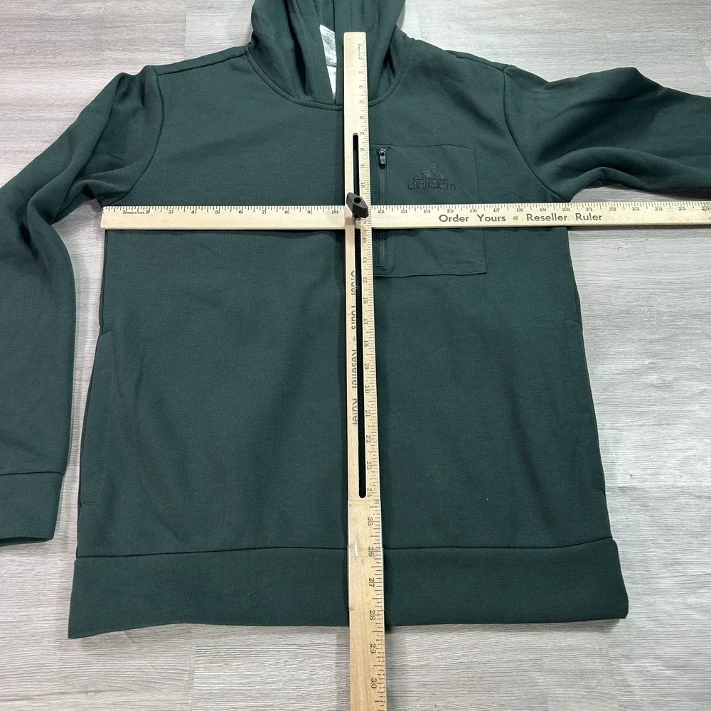 Adidas Hoodie Mens Small Green Fleece‎ Pullover Sweatshirt Chest Pocket JG8148